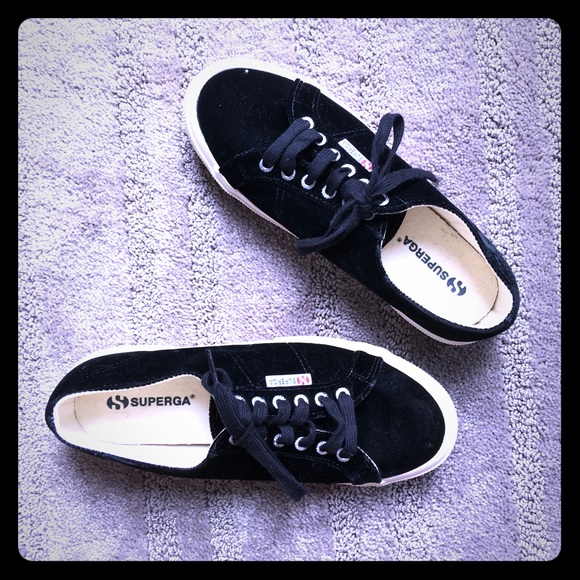 superga black velvet sneakers